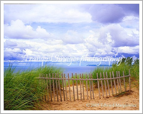 450163---Sand dunes and the South Manitou Island, Sleeping Bear Dunes 